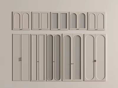Light Colored Interior Door Designs Featuring Arched Rectangular And Panel Styles 3d model