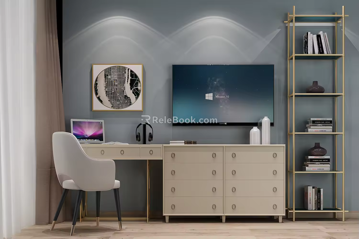 Modern TV Cabinet TV Cabinet Computer Desk Decorative Rack 3d model