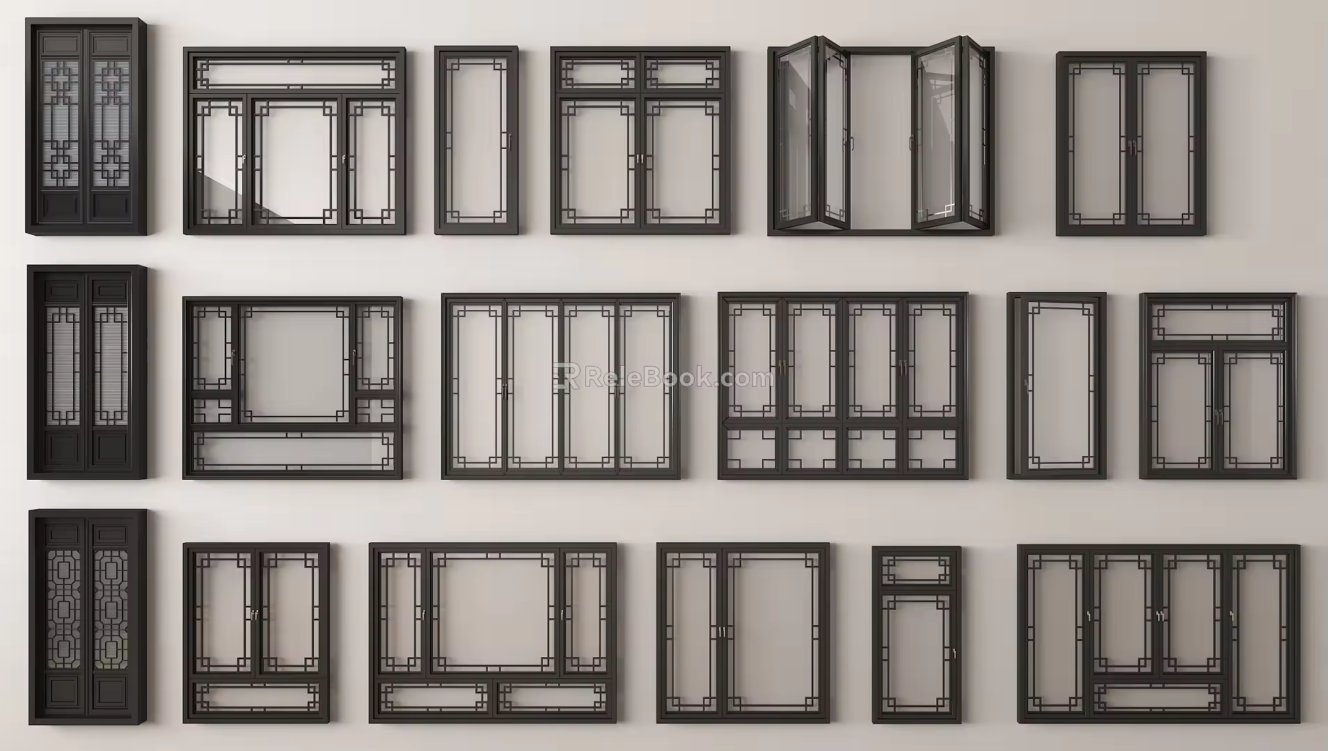 New Chinese style window combination New Chinese style window New Chinese style casement window New Chinese style window frame 3d model
