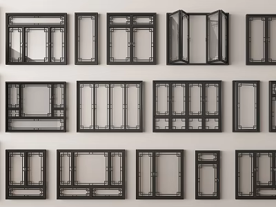New Chinese style window combination New Chinese style window New Chinese style casement window New Chinese style window frame 3d model