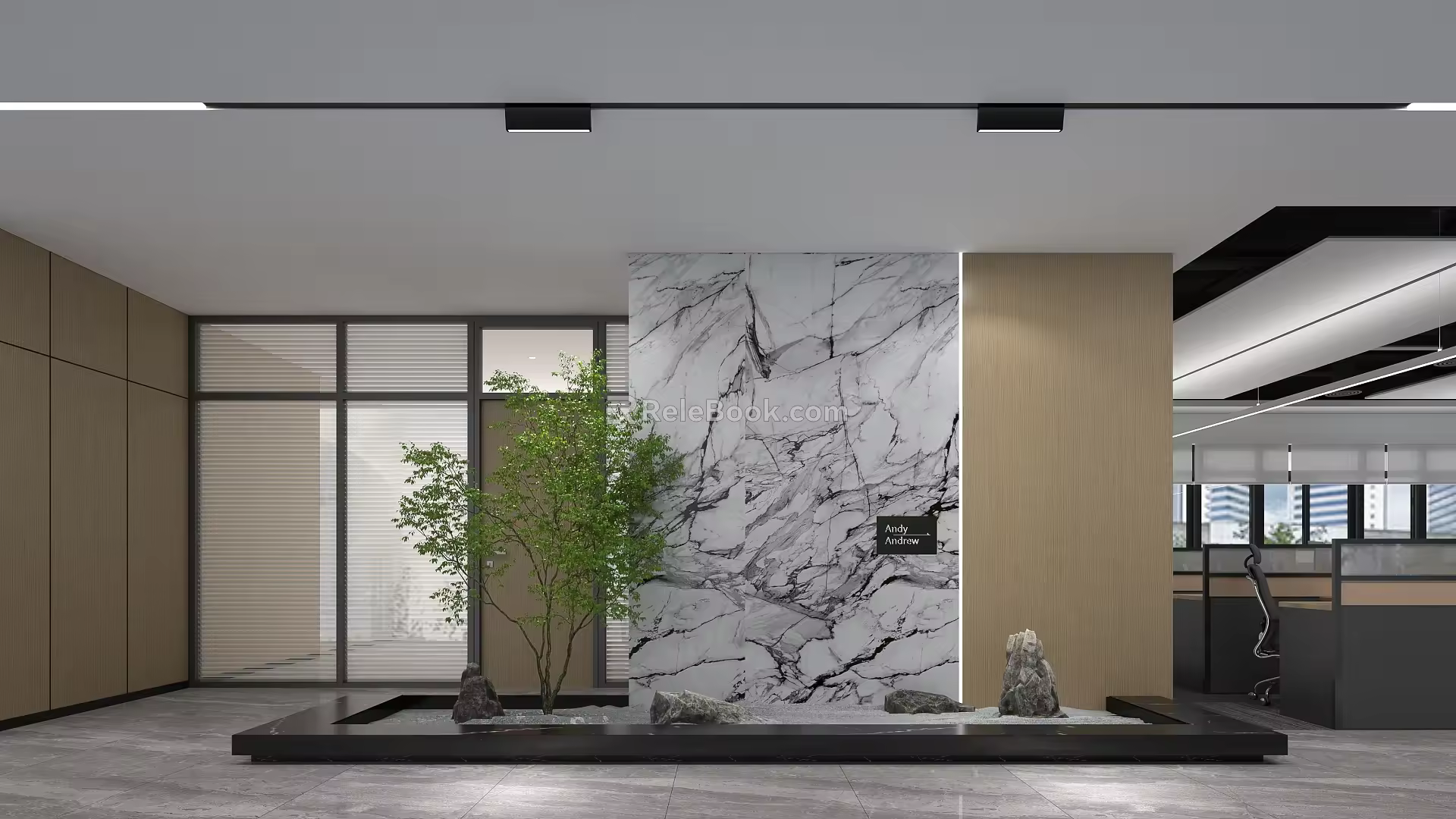 modern public office area open office space 3d model