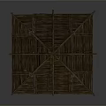 Wooden Roof Structure With Triangle Design And Square Base Model