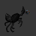 Large White Crab Holding Colorful Rubik's Cube On Gray Background