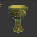 Decorative Rusted Ceramic Goblet With Golden Spots And Orange Interior On Dark Background 3d model