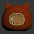 Red Cat Ear Shaped Lazy Sofa With Round Opening Cozy Plush Design