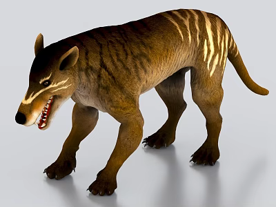 Thylacine 3D Model With Striped Body 3d model