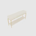 Modern White Console Table With Gold Legs Drawer And Lower Shelf For Entryway 3d model