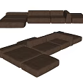 Brown Fabric Sectional Multi Seater Sofa With Modular Design And Spacious Seating 3d model