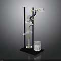 Professional Laboratory Distillation Apparatus With Metal Stand Glass Containers Yellow Knobs And Receiving Flask