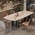 Elegant Modern Kitchen Dining Space With Marble Table And Stylish Chairs 3d model