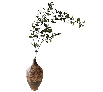 antique vase floral plant ornaments green plant 3d model