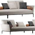 Modern Sectional Sofa With Gray Brown Upholstery Decorative Pillows And Metal Legs