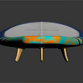 Stylish Paddleboard with White Surface Blue Edge and Yellow Green Tail Pattern