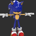 Blue Hedgehog Character With Arms Outstretched Yellow Belly White Gloves And Red Shoes