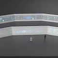 Technology Exhibition Hall Interior With Curved Multi Screen Digital Displays And Tech Interfaces
