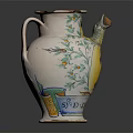 Hand Painted Ceramic Vase With Floral Patterns And Yellow Green Design Accents
