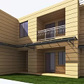 Modern Residential Awning Over Entrance With Metal Frame On Wooden Panel Exterior