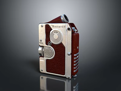 Vintage Minicore III Mini Computer With Retro Metal Wood Design And Control Knobs 3d model