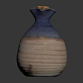 Blue And Beige Textured Ceramic Pitcher With Gradient Finish On Black Background 3d model