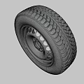 Old Worn Car Tire With Detailed Tread Pattern And Metal Rim Structure