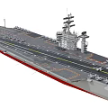 Naval Aircraft Carrier Flight Deck With Fighter Jets Runway And Island Superstructure