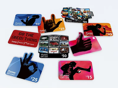 Colorful Themed Cards With Hand Gestures Graphics Numbers And Diverse Shapes 3d model