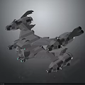 Advanced Cosmic Aerospace 3D Model of Spacecraft with Multiple Engines and Wing Structure