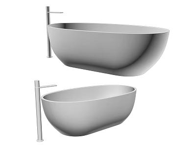 Modern Bathroom Double Freestanding Washbasin With Sleek Metal Faucet Design 3d model