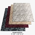 Modern Square Rugs with Geometric Triangle Patterns in Various Color Tones 3d model