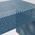 Blue Mesh Outdoor Table With Modern Minimalist Sturdy Structure Design