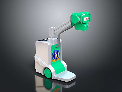 Mobile Medical Device With Robotic Arm White And Green USA Logo Emblem 3d model