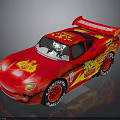 Red Cartoon Race Car With Flame Decals Number 95 And RUST-EZE Logo