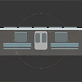 Subway Train Interior With Teal Seats Metal Handrails Central Poles And Windows