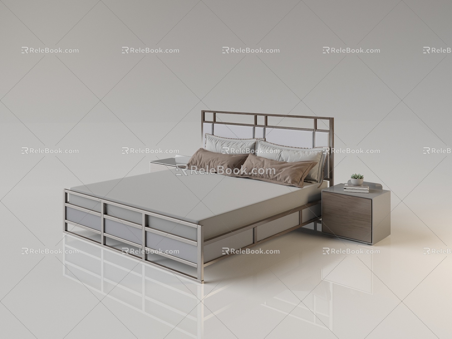 New Chinese-style solid wood bed 3d model