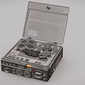 Vintage Audio Tape Recorder With Open Transparent Cover Tape Reels Control Buttons