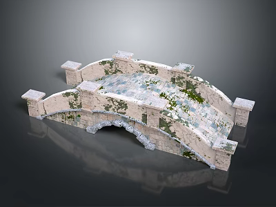 Decorative Stone Arch Bridge With Moss Covered Surface And Classic Design 3d model