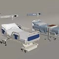 Modern Medical Beds With Adjustable Design IV Pole And Overbed Table 3d model