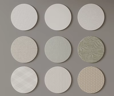 Various Textured Round Coasters In Neutral Tones For Home Decoration 3d model