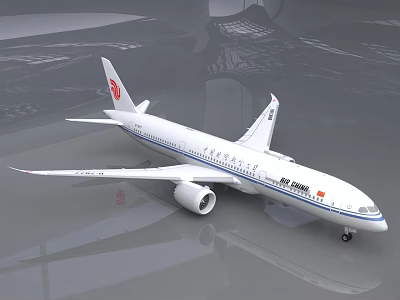 Air China Passenger Jet Features White Fuselage And Red Emblem 3d model