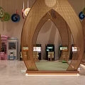 Modern SPA Sauna With Multiple Colorful Hexagonal Compartments Metal Mesh Screens Green Plants Marble Flooring