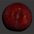 Fresh Juicy Red Plum With Shiny Surface And Tiny Dots On Dark Background Showing Reflection