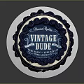 Premium Quality Vintage Dude Cake With Cream Decoration Blue Patterns And The Man The Myth