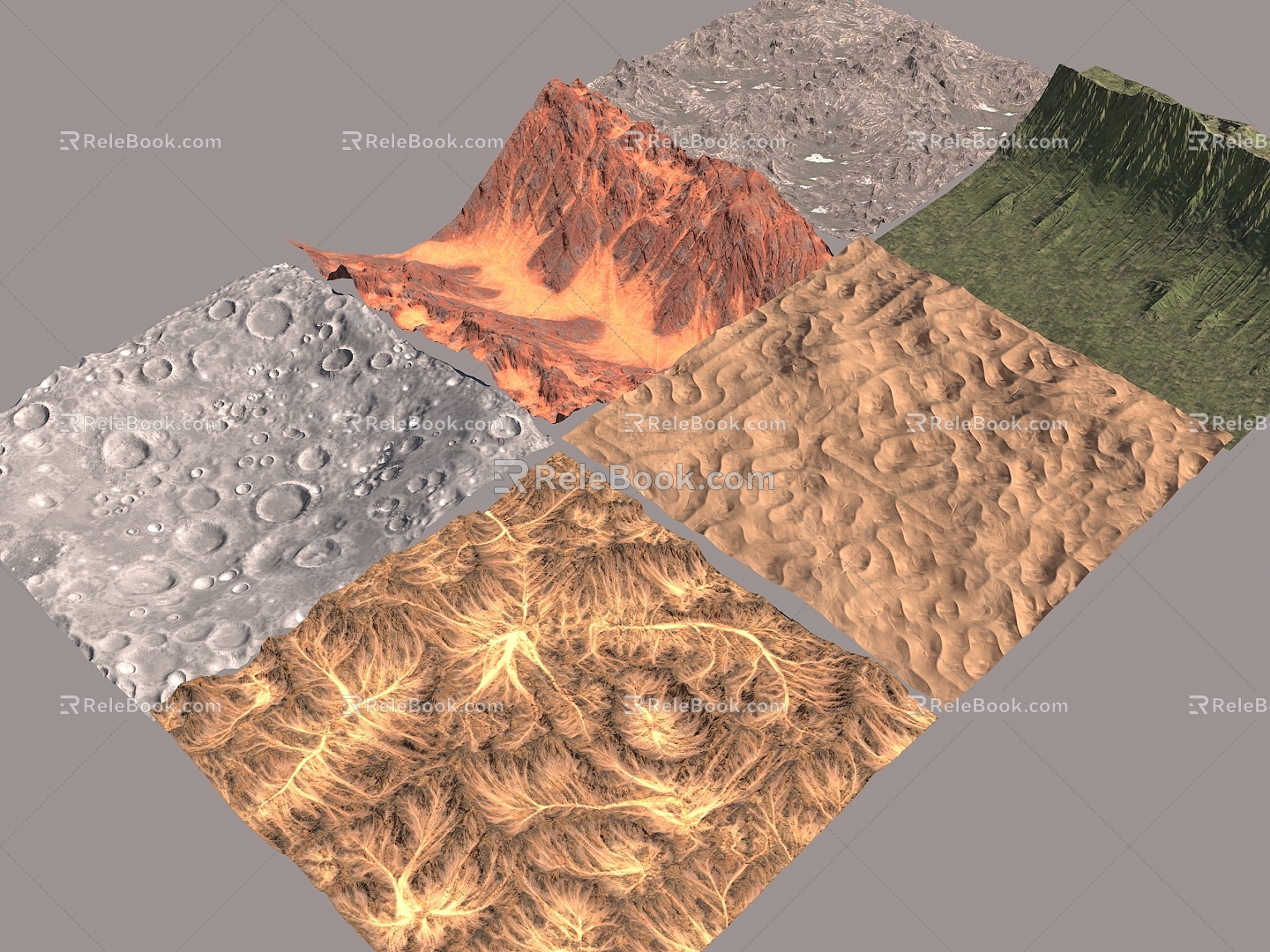 landform landform lunar landform desert danxia landform lunar karst landform loess landform hilly mountain plateau basin 3d model