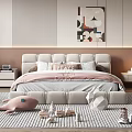 Modern Kids Room Interior Design With Soft Tones Bed Decorative Painting Bookshelf And Toys