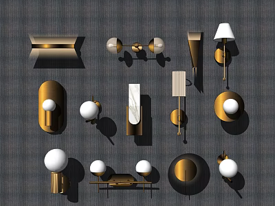Modern Stylish Wall Lamps With Gold Accents Round Shades And Marble Details 3d model