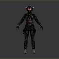 Futuristic Sci Fi Character in Tech Outfit with Helmet Red Goggles Gray Uniform Gloves and Boots