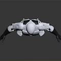 Silver And Black Robot With Metallic Armor In Standing Pose Arms Outstretched Gray Gradient Background 3d model
