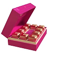 Elegant Decorative Ornament Set In Pink Open Box With Red Small Packages 3d model