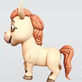Cute Cartoon Pony Decorative Ornament Set With Beige And Brown Design For Home Decoration