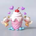 Photo Spot With Ice Cream Cone Whipped Cream Cherry Purple Hearts Angels Blue Balls